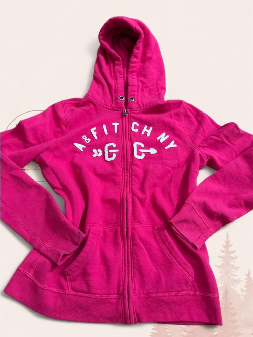Y2K Abercrombie & Fitch Pink Full Zip Hoodie Size M Logo Sweatshirt